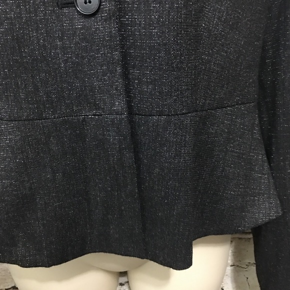 Ann Taylor Black Woven Wool Blend Peplum Blazer - Picture 2 of 5